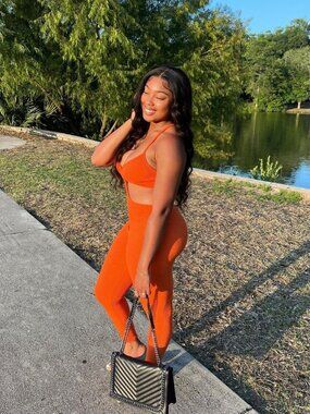 Orange Ribbed Cutout Jumpsuit | Stretch Spaghetti Strap One Piece